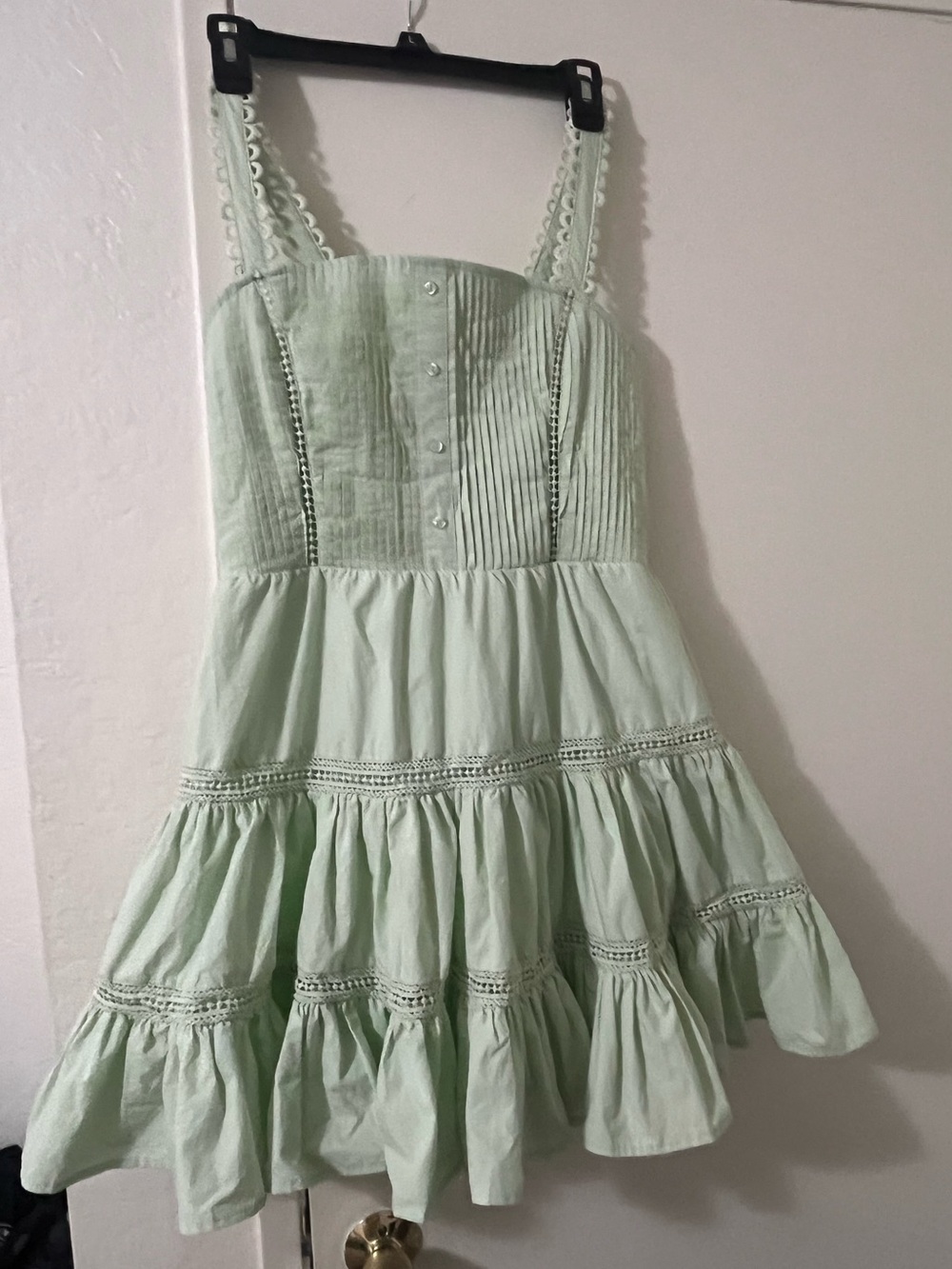 Light Green Tiered Sundress for women - Sleeveless Summer Dress
